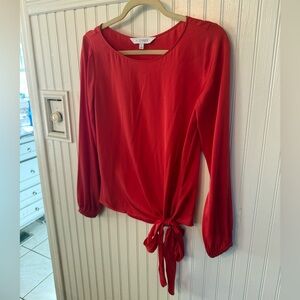 Intermix Kristy Knotted Silk Red Blouse
